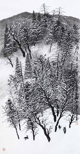 银海三月 136×68cm 水墨纸本 2016年