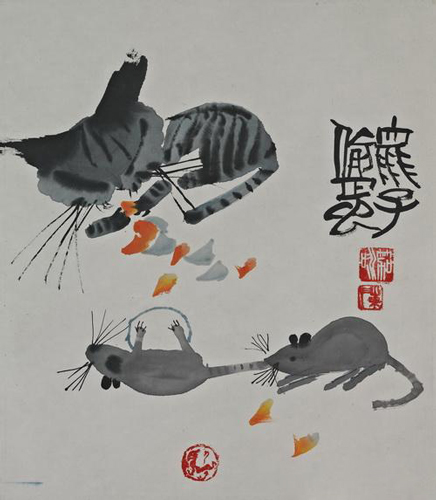 陈笳咏 《鼠子偷蛋》 37×36cm 1988年 陈笳咏 《鼠子偷蛋》 37×36cm 1988年