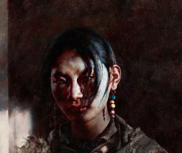  《白光慢慢滑落》 130cm×130cm 布面油画 2001 　　2006年以313.5万元人民币成交于中国嘉德